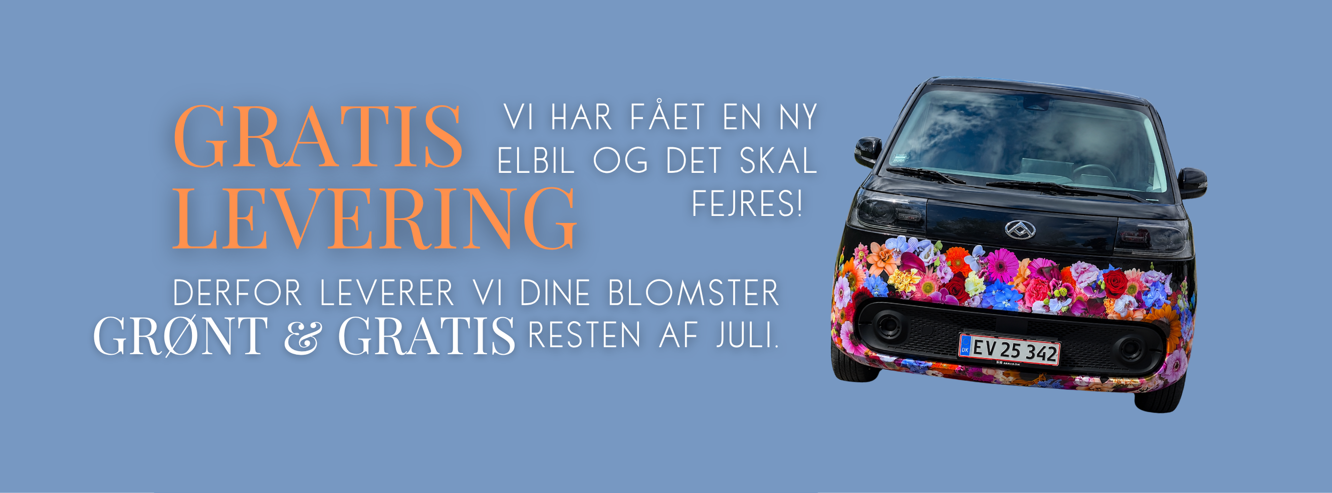 Gratis levering hos Bugge Blomster grundet ny Elbil. 